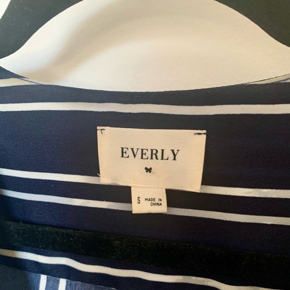 Everly Navy Striped Wrap Dress - Picture 3 of 4